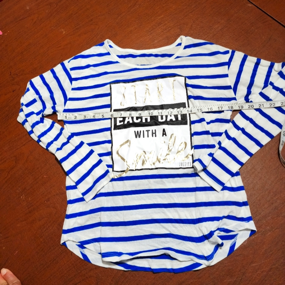 Justice Blue and White Striped Shirt - Picture 3 of 6